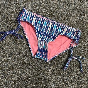 NWT Adore Me women’s medium blue pink abstract pattern bikini bottom swim beach